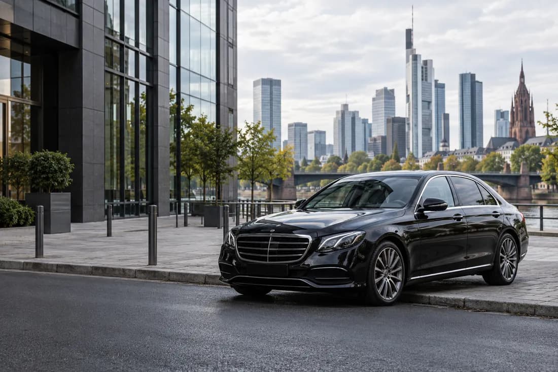 Dunkle Limousine als Beispiel für eine Chauffeurfahrt